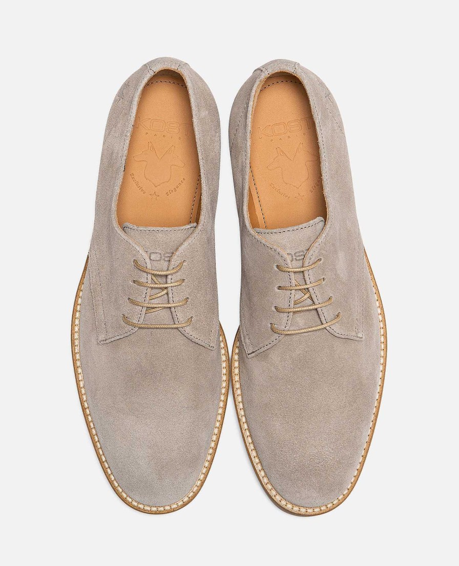 KOST Derby- En Oxford-Schoenen | Heren Suede Taupe Derbyschoenen