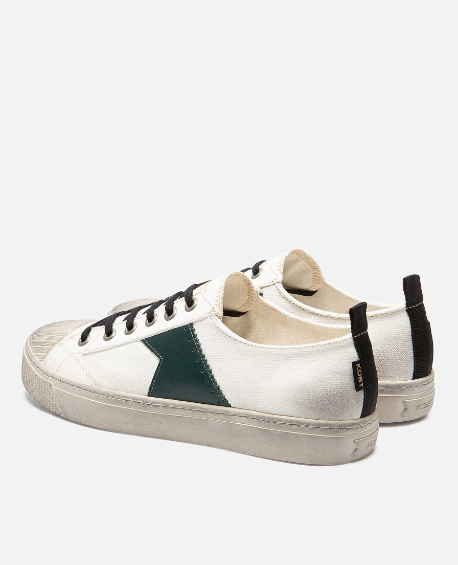 KOST Sneakers | Heren Wit-Groene Oeko-Tex Canvas Sneakers