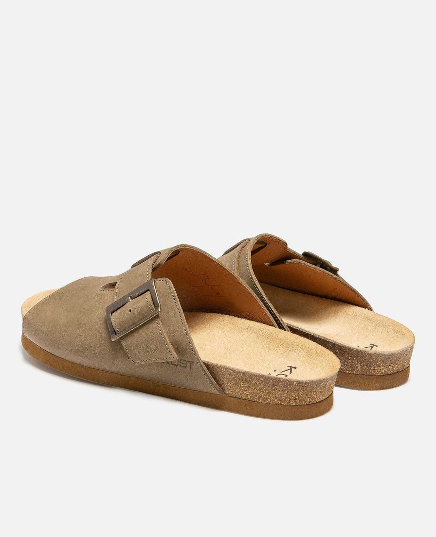 KOST Sandalen | Heren Nubuck Leren Pantoffels Kaki